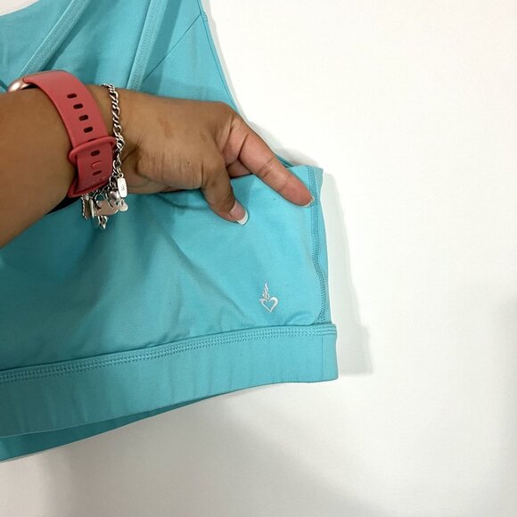 Torrid Blue Happy Camper Low-Impact Wireless Strappy Back Active Sports Bra 5X - Picture 5 of 7